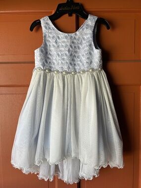 open lace back dress Blue Satin Long Princess Dress, Cute Short Sleeve Ball Gown Sweet 16 D   Frisco Dresses